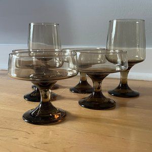 Vintage Libbey Tawny Coupe Set of 4 - Plus 2 Tall Water Goblets